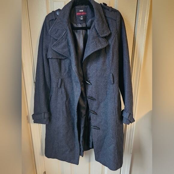 Rare Miss Sixty Wool Coat Women's S Military Grunge Toggle Button Belt Detail - Picture 10 of 14